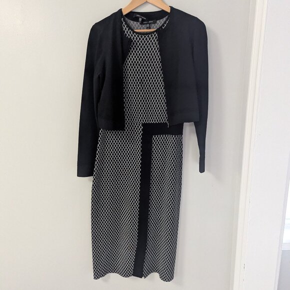 Judith & Charles Black & White Knit Dress and Zip Jacket / Cardigan Set - Picture 1 of 10